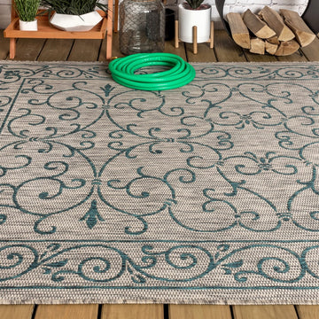 Charleston Vintage Filigree Textured Weave Indoor/outdoor Area Rug